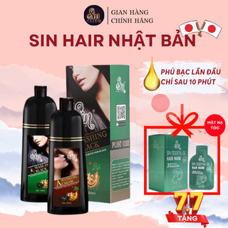 Dầu gội phủ bạc Sin hair màu nâu chính hãng Nhật Bản phủ nâu tóc tự nhiên nhân sâm 500ml