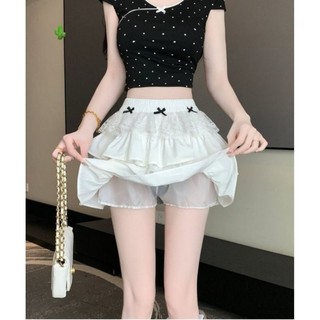 Chân váy tầng phối ren đính nơ lưng thun BC