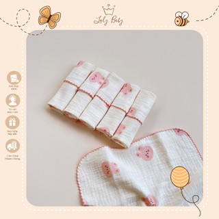 Set 5 khăn sữa chất xô muslin viền hoa 2 lớp mềm mại, thấm hút tốt, dành cho bé sơ sinh 𝗟𝗮𝗹𝘆 𝗕𝗮𝗯𝘆