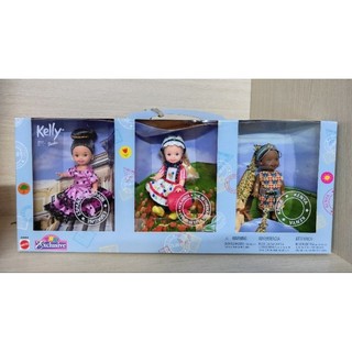 2002 Barbie Kelly Mini Dolls Friends of The World Spain Holland Kenya Gift Set