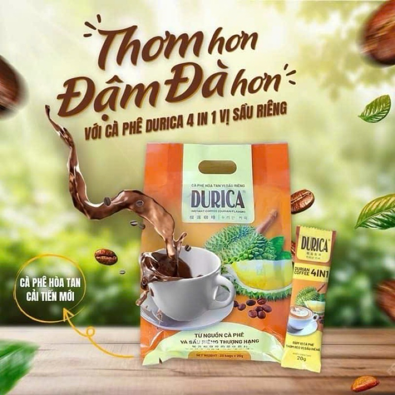 Cà Phê Hòa Tan Vị Sầu Riêng Vàng Durica Thượng Hạng