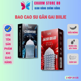 [Combo 2 Hộp 20 bao] Bao cao su gân gai Biilie tăng khoái cảm BCS gai bi kéo dài thời gian BCS02