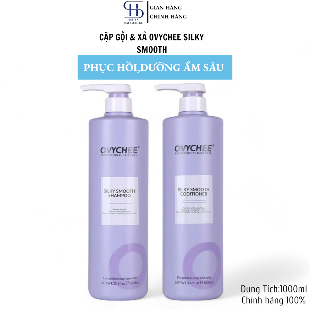 Dầu gội xả Ovychee Silky Smooth Shampoo 1000ml kiểm soát dầu, ngăn gàu, ngăn rụng, dưỡng tóc mềm mượ