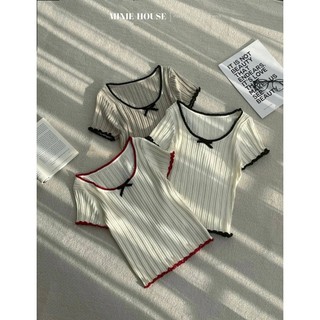 Áo thun len gân viền nơ 6082