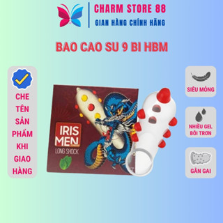 [Hộp 2 chiếc] Bao cao su bi lớn HBM 9 bi gai silicon BCS cực kỳ mềm mại kéo dài quan hệ BCS07