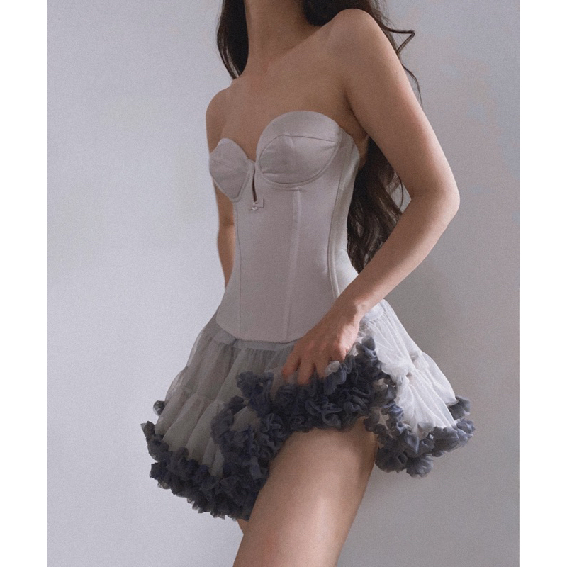 Áo corset xám tím nhạt nhạt 2hand