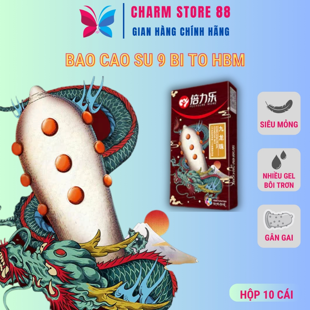 [Hộp 2 chiếc] Bao cao su bi to khổng lồ OLO 9 bi siêu mỏng Bcs HBM tăng khoái cảm BCS09