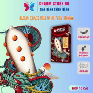 [Hộp 2 chiếc] Bao cao su bi to khổng lồ OLO 9 bi siêu mỏng Bcs HBM tăng khoái cảm BCS09