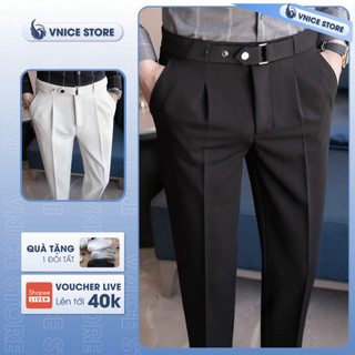 Quần âu baggy nam có đai dáng rộng, quần vải baggy ống rộng hàn quốc , công sở cao cấp