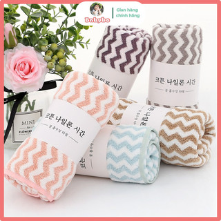 Khăn mặt lông cừu xuất Hàn hoạ tiết vân kẻ sọc siêu mềm kích thước 50x30cm