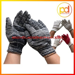 Găng tay bảo hộ lao động màu trắng dày dặn, găng tay làm vườn, chất liệu vải sợi polyester dệt bền bỉ