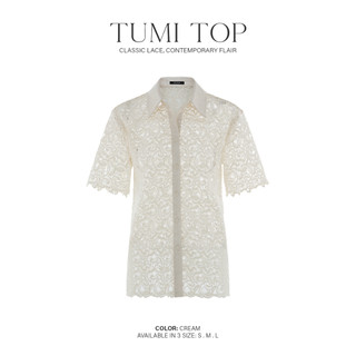 JOVEN Áo Tumi Top Phối Ren Thêu Mỏng