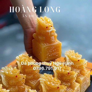 Ấn Rồng Phong Thủy, Ấn rồng trấn trạch đá ngọc hoàng long, Đá Ngọc Pakistan - Cao 10cm