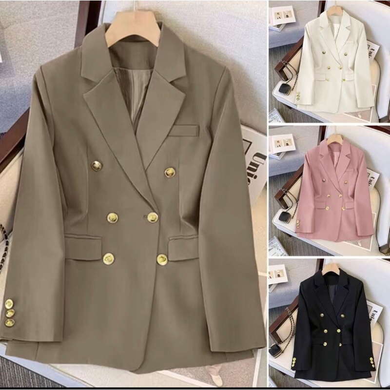 Có Sẵn-Áo vest blazer 2lớp khuy đồng hàng quảng châu Ulzzang nữ