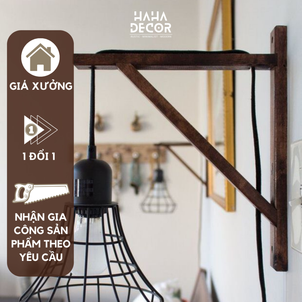 Chân kệ gỗ treo tường, eke gỗ, giá đỡ ván gõ gắn tường EKE01 (1 Cái)