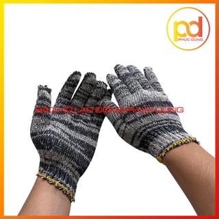 Găng tay bảo hộ lao động giá rẻ loại 1cặp 40gram màu xám, màu trắng bền bỉ, găng tay làm vườn vải sợi đan mềm mại