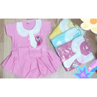 Set Áo Kèm Chân Váy Đũi Vân Bé (giao màu ngẫu nhiên)