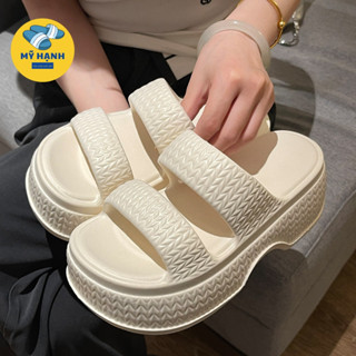 Dép nữ độn đế 7cm, Dép quai ngang nữ đúc nguyên khối chống nước, chống trơn trượt, đi chơi, đi biển GT13