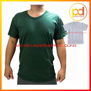 Áo thun nam lót Chất Cotton co giãn 4 chiều cộc tay cổ tròn - Loại tốt khác với loại rẻ thị trường - Xanh Lá Rêu & trắng