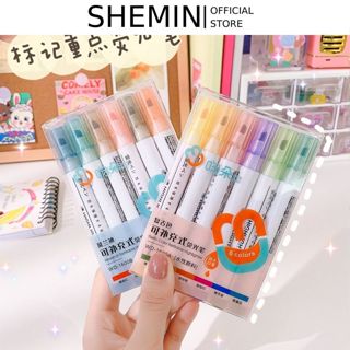  Bút highlight pastel bút dạ quang bộ 6 màu cho học sinh nhân viên văn phòng đánh dấu bút nhớ SHEMIN 