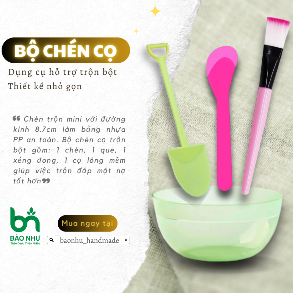 Bộ chén bát trộn đắp mặt nạ 4in1 que, thìa, cọ
