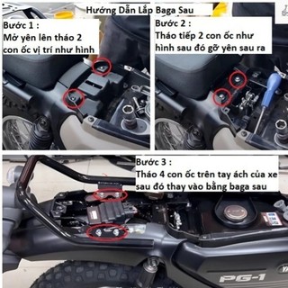 Baga Cảng Tay Dắt Sau Xe YAMAHA PG-1 PG1 Sơn Đen