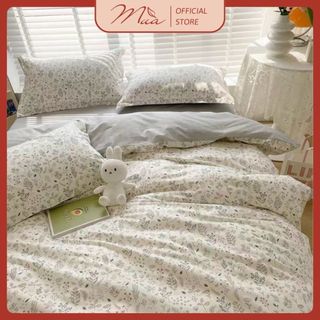 Bộ chăn ga và vỏ gối cotton living cao cấp Mùa Decor - Mẫu hoa nhí vintage