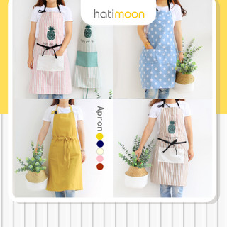 Tạp dề cotton có túi họa tiết đa sắc - Hatimoon
