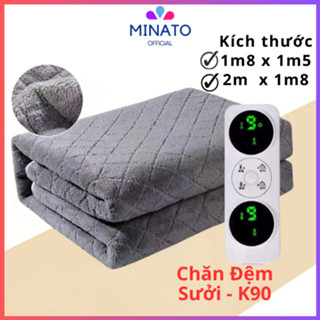 Đệm điện nỉ 4 lớp K90 siêu nhẹ mềm mịn tự điều chỉnh cấp độ nóng 2 vùng nhiệt độc lập chống cháy nổ - Minato official