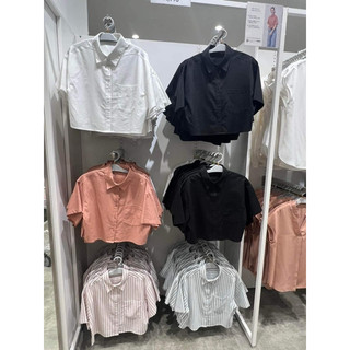 Áo sơ mi cổ đức croptop Gu Japan