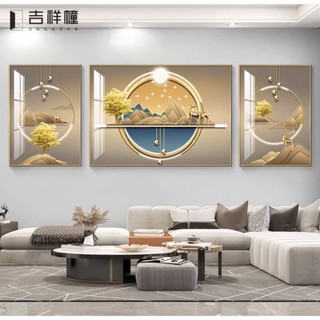 Bộ 3 Tranh Tráng Gương 5D "HƯƠU NAI HIỆN ĐẠI" Tranh Treo Tường Trang Trí Phòng Khách