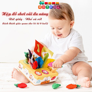  Đồ chơi hộp khăn rút giấy vải và nhổ cà rốt giáo dục sớm cho bé từ 0 tuổi rèn luyện vận động tinh phát triển trí não 