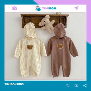 Bodysuit Dài Tay Cho Bé Trai Bé Gái, Body Thu Đông Đính Gấu Mềm Mịn Mẫu Quần Áo Trẻ Em Liền Thân - [BDD57]