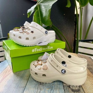  VIDEO+ẢNH THẬT  Dép Cross Classic Platform Clog nữ đế cao 5cm,Tặng kèm  charm 3D như ảnh   X2 BOX  