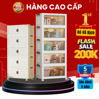 Tủ nhựa đa năng gấp gọn tiện lợi rộng 56cm, tủ để đồ có bánh xe xoay 360 độ, cánh cửa hút nam châm