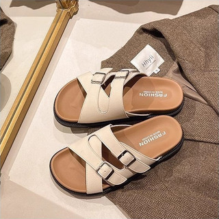 Dép 2 quai chéo khoá vuông đế cao 3cm chống trượt