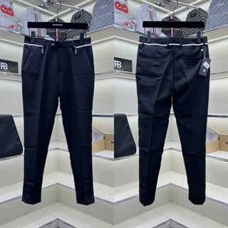 Quần tây âu nam Dsq slimfit vải tuyết mưa đen trơn thêu khoá zip bạc viền eo phối dệt chữ cạp QA08P