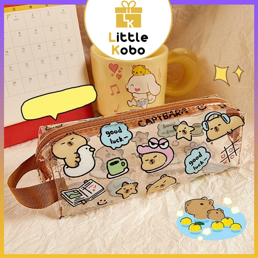Bóp Viết Trong Suốt Hoạt Hình Capybara Hộp Bút Dễ Thương Cute Đồ Dùng Học Sinh Chống Thấm Nước