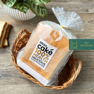 100 Túi đựng bánh mì sandwich, bánh mì hoa cúc in chữ Bread cake 100% health Delicious