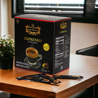 Cà phê hòa tan đen( Không đường sữa) Espresso Hộp 100 gói King Coffee