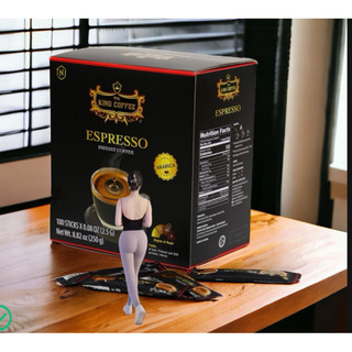 Cà Phê Đen Hòa Tan Espresso KING COFFEE - Hộp 100 gói x 2.5gam