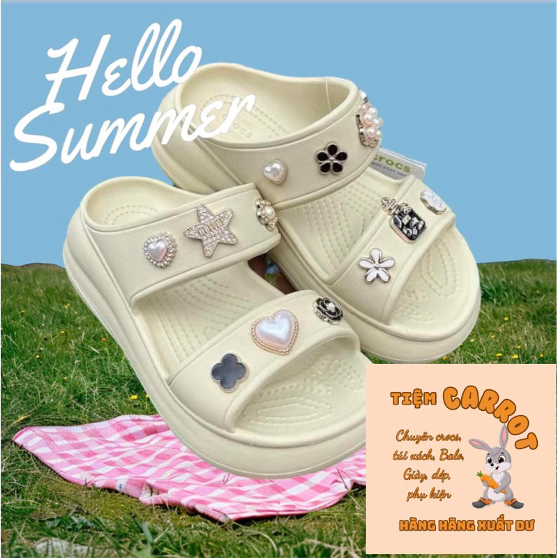 Dép Crocs Crush Sandal Hai Quai Đế Cao 6CM