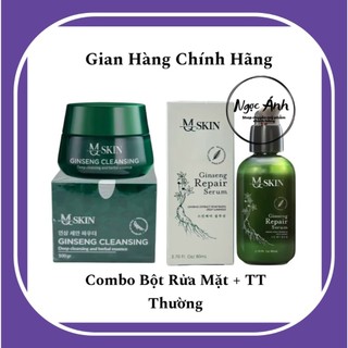 Combo serum thay da nhân sâm và bột rửa mặt tái tạo da nhân sâm mq skin chính hãng