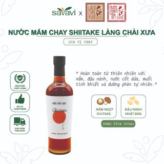 Nước Mắm Chay Shiitake Làng Chài Xưa -Từ Đậu Nành, Nấm Ngọt Shiitake, Trái Thơm-Chai Thuỷ Tinh 500ml