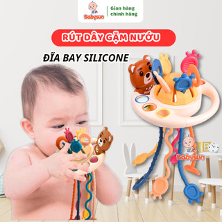 Đồ chơi gặm nướu cho bé đĩa bay rút dây silicon, đồ chơi vận động tinh cho bé với thiết kế nhỏ nhắn cho bé cầm tay