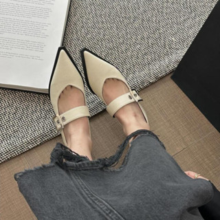 Giày Da Nhỏ Mary Jane Mũi Nhọn Cao 5cm Phong Cách Retro Cho Nữ Phong Cách Hàn Quốc Giày Đế Loafer kiểu Pháp SDTQ10