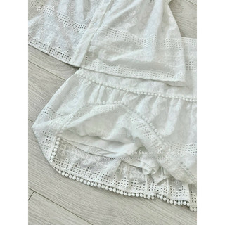 Set thô trắng 2 dây mix chân váy