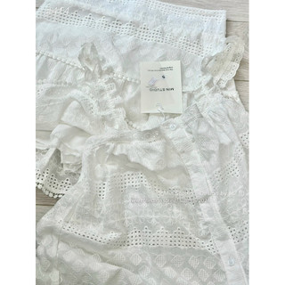 Set thô trắng 2 dây mix chân váy