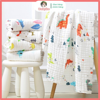 Khăn tắm xuất Nhật chất liệu Organic Cotton 6 lớp dày dặn mềm mại hoạ tiết đáng yêu kích thước 110*110cm cho bé