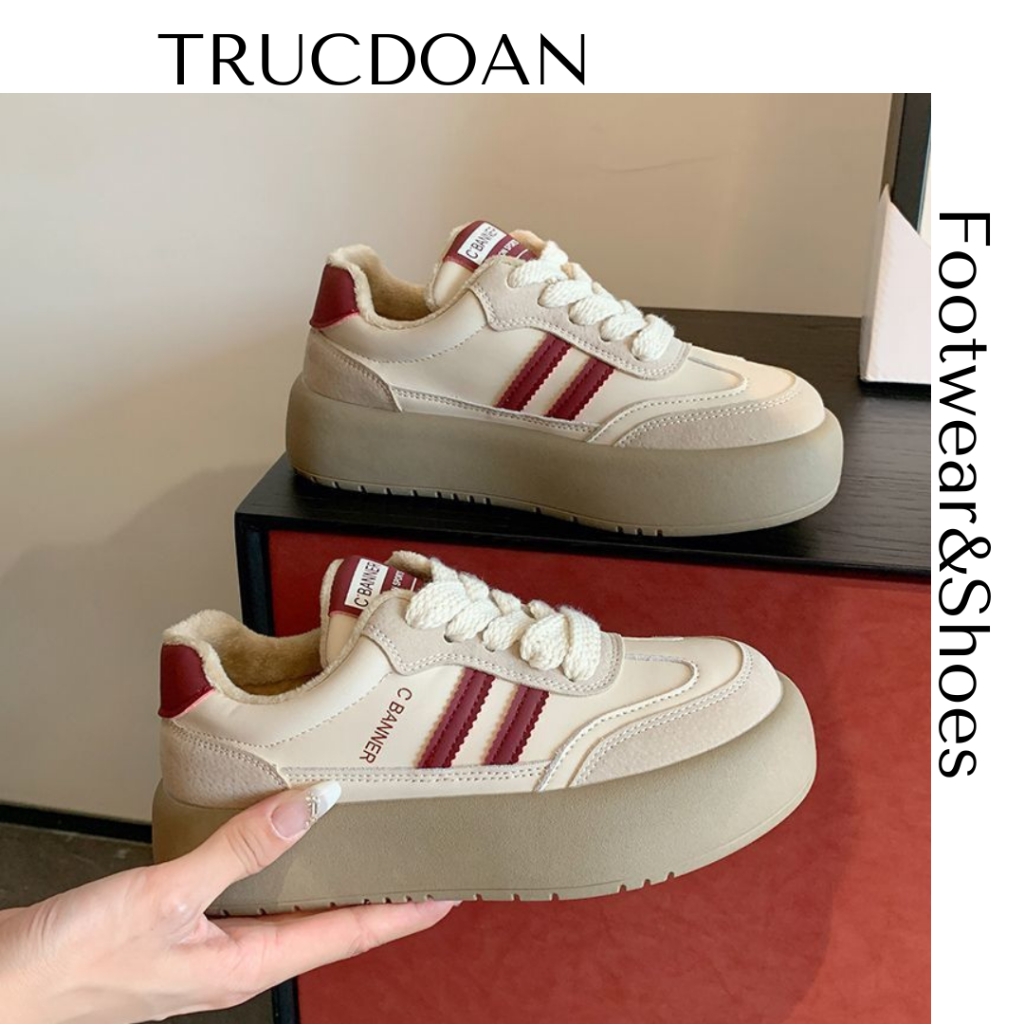 Giày thể thao nữ đế bánh mì siêu êm cao 4cm kiểu dáng Hàn Quốc 2025